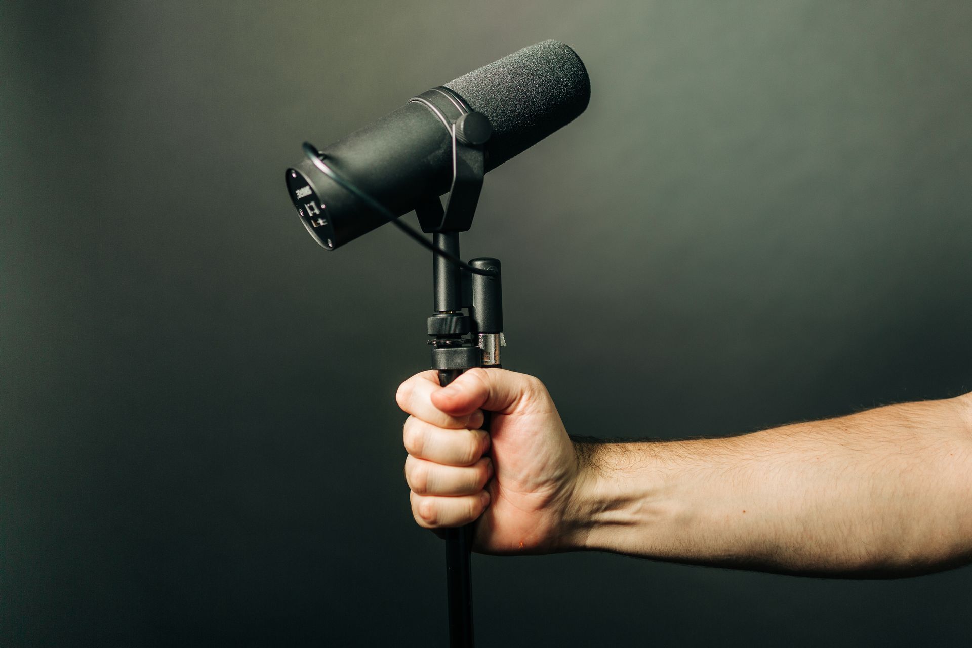 Microphone in a sound studio